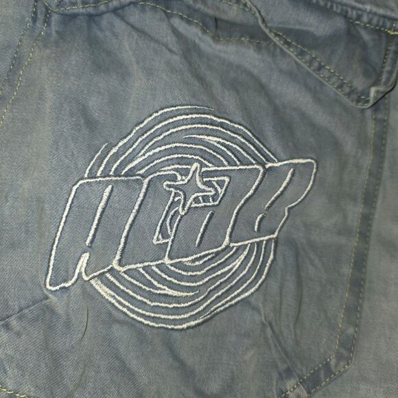 ALAB MEGA WIDE LEG Sz 42 Embroidered Pocket Logo Skater Rave Y2K Grunge Jeans - Picture 4 of 10